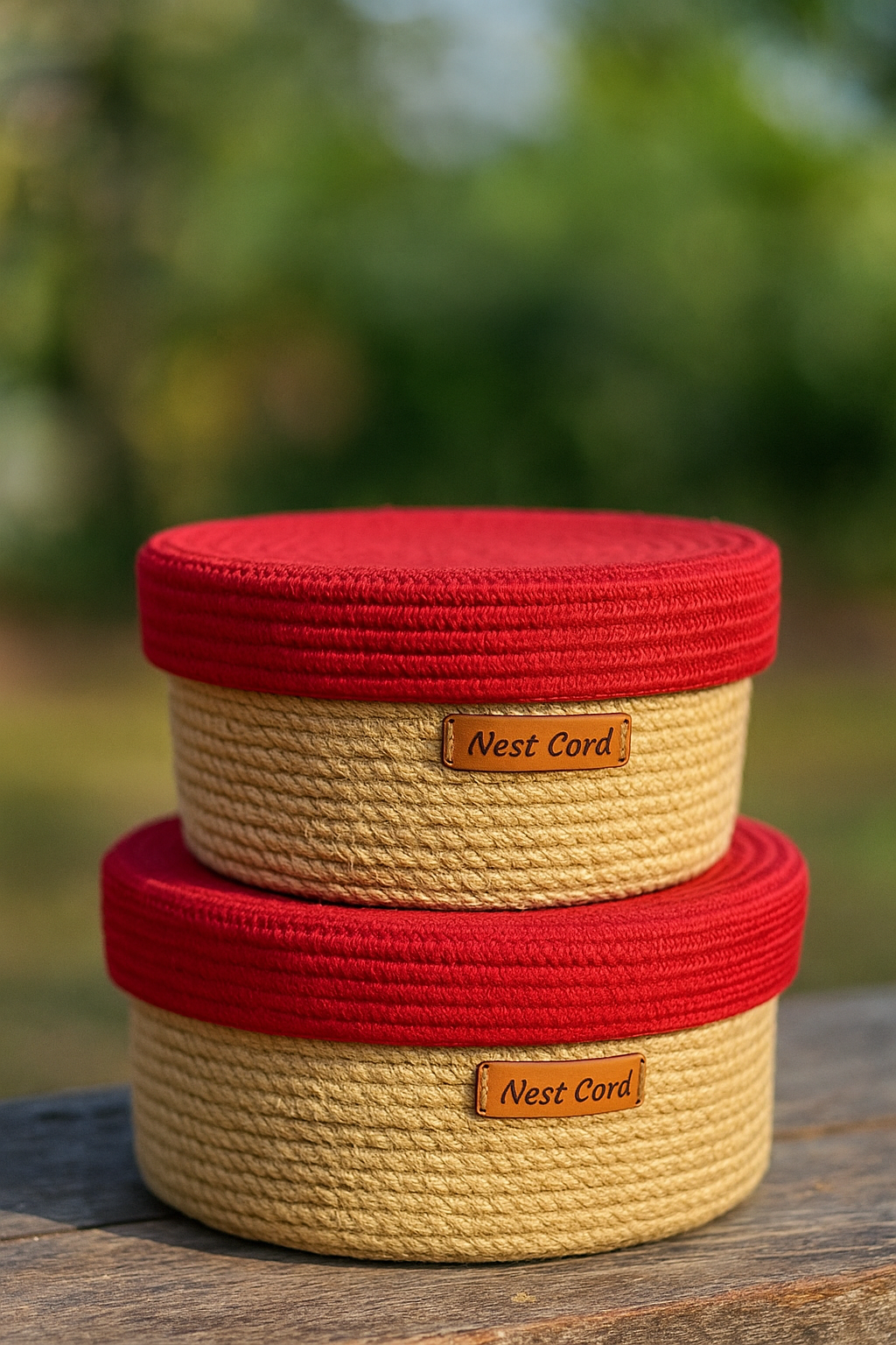 Handmade Red Jute Basket – Home Organizer (Set of 2 Baskets)