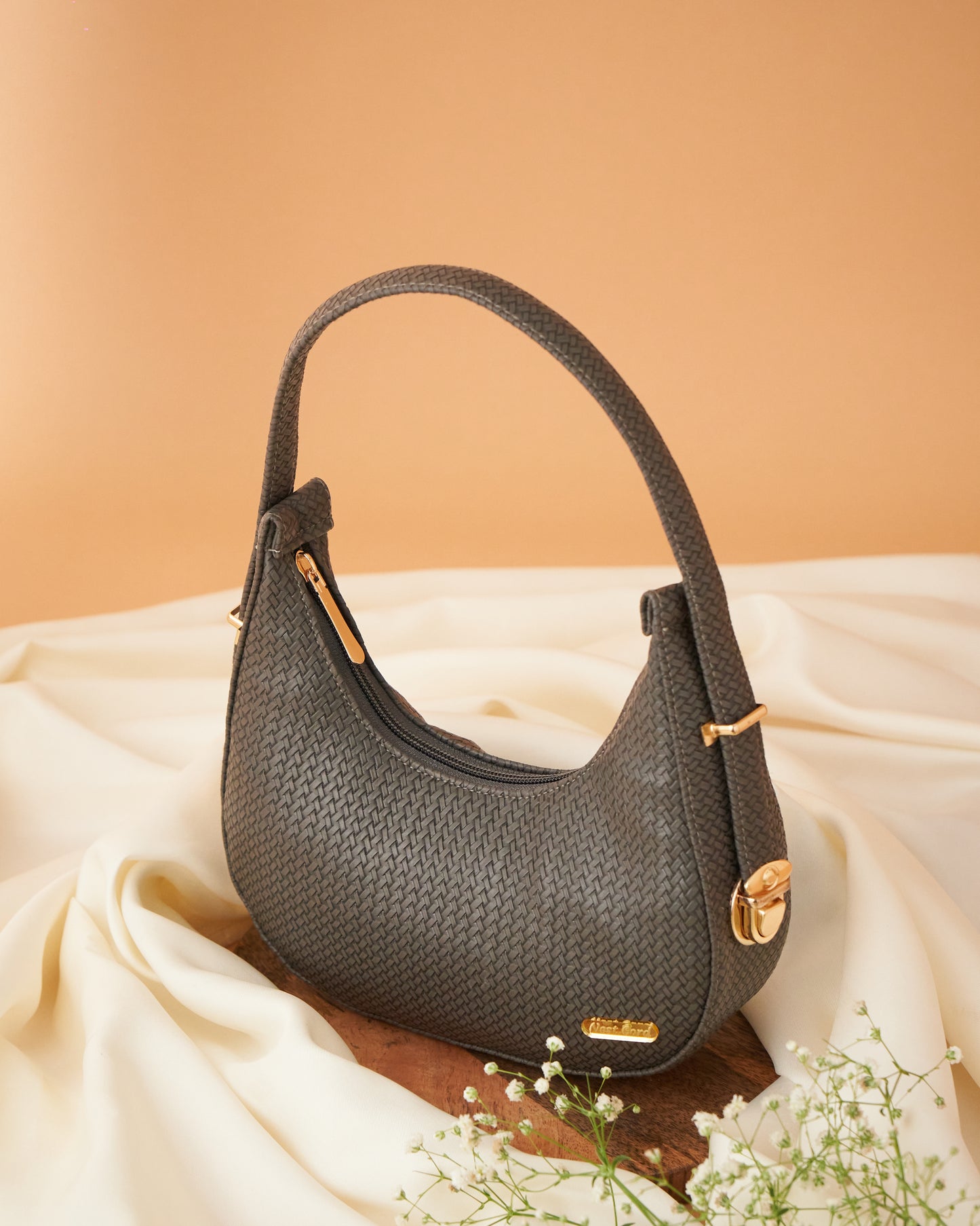 NestCord Luxe Crescent Bag – Midnight Grey