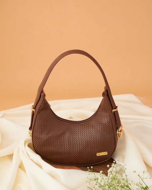 NestCord Luxe Crescent Bag – Coffee Brown