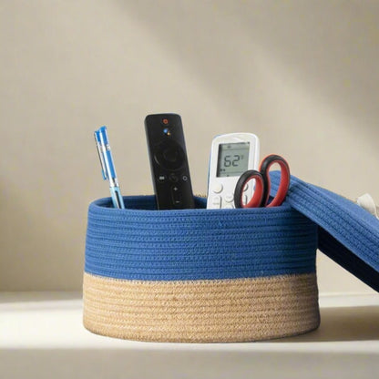 Blue Jute Multi Storage Basket