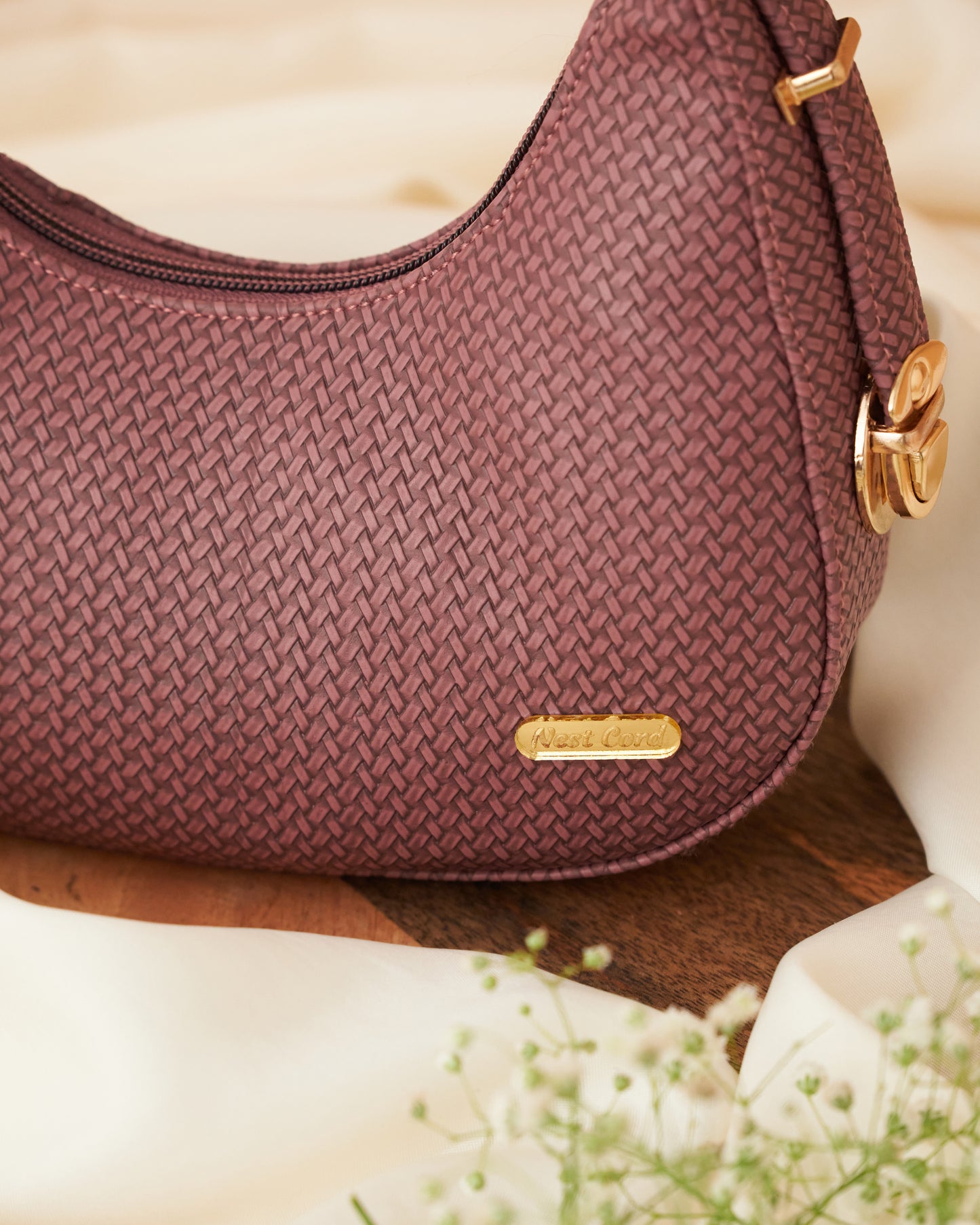 NestCord Luxe Crescent Bags -Rusty Pink