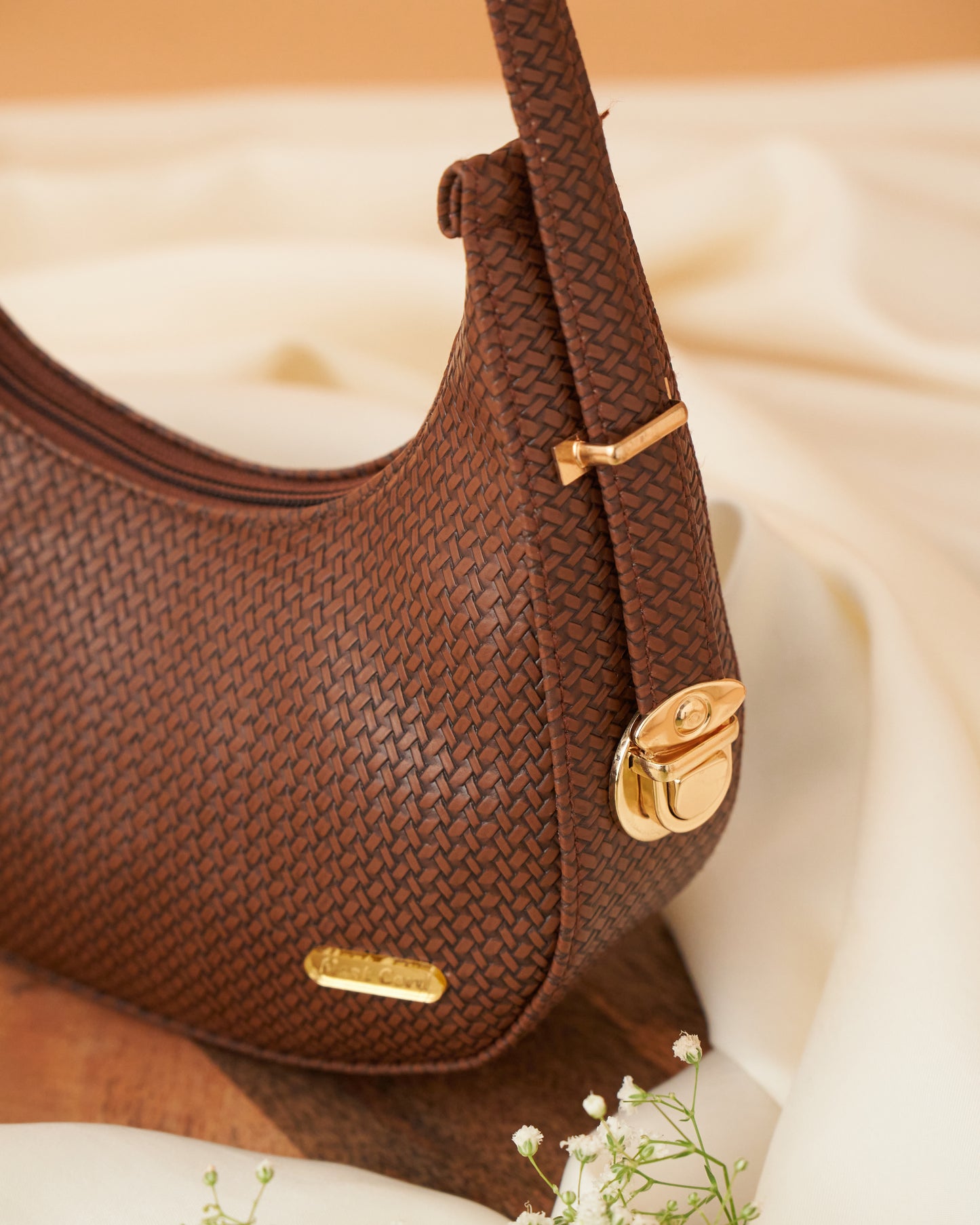 NestCord Luxe Crescent Bag – Coffee Brown