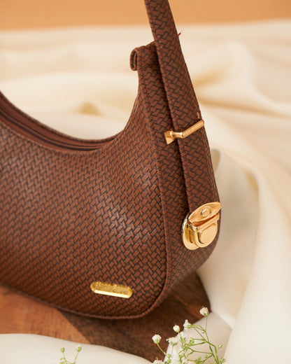 NestCord Luxe Crescent Bag – Coffee Brown