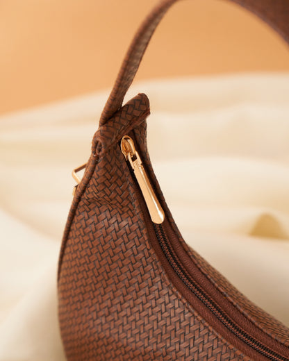 NestCord Luxe Crescent Bag – Coffee Brown