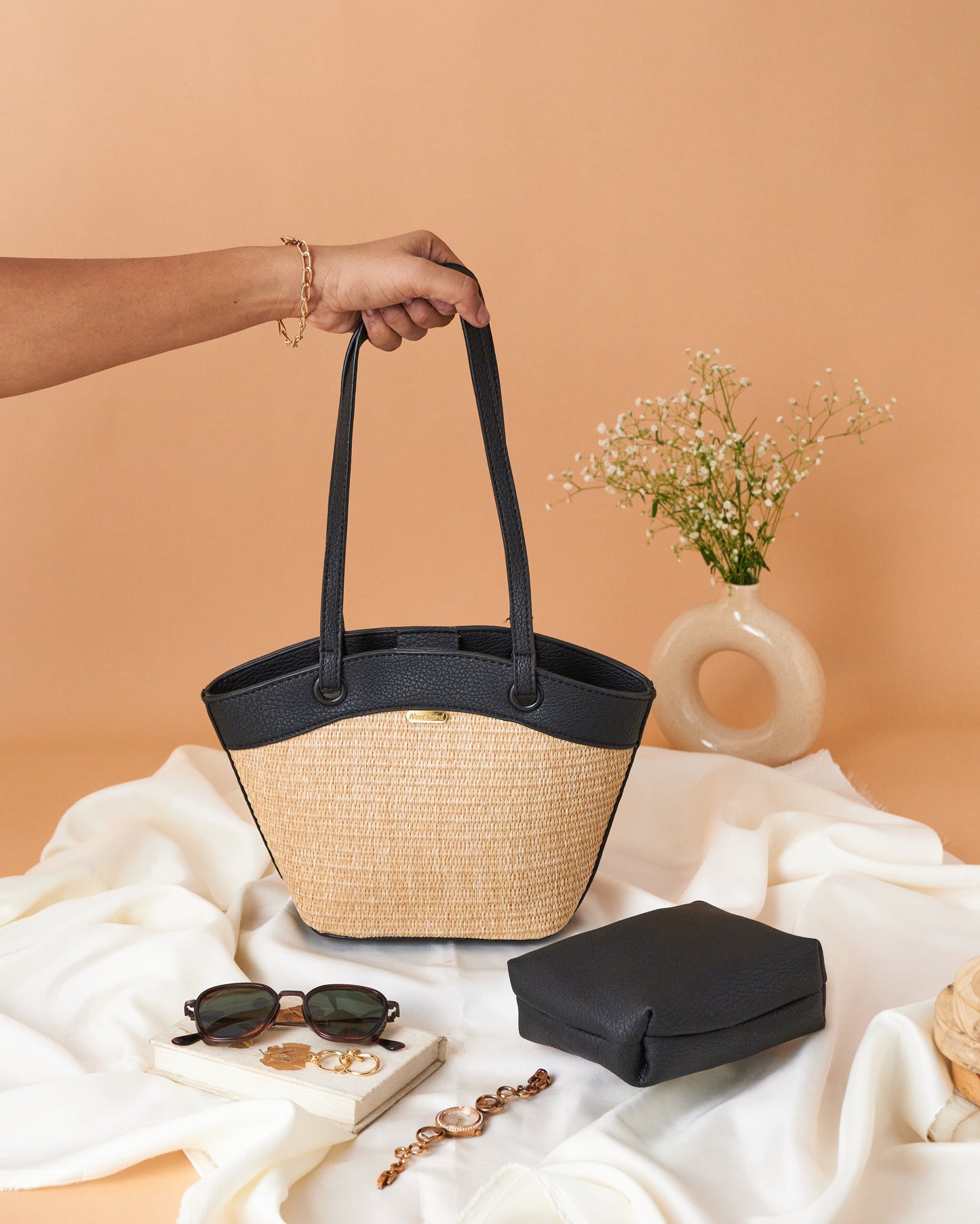 NestCord Boho Bucket Bag - Black