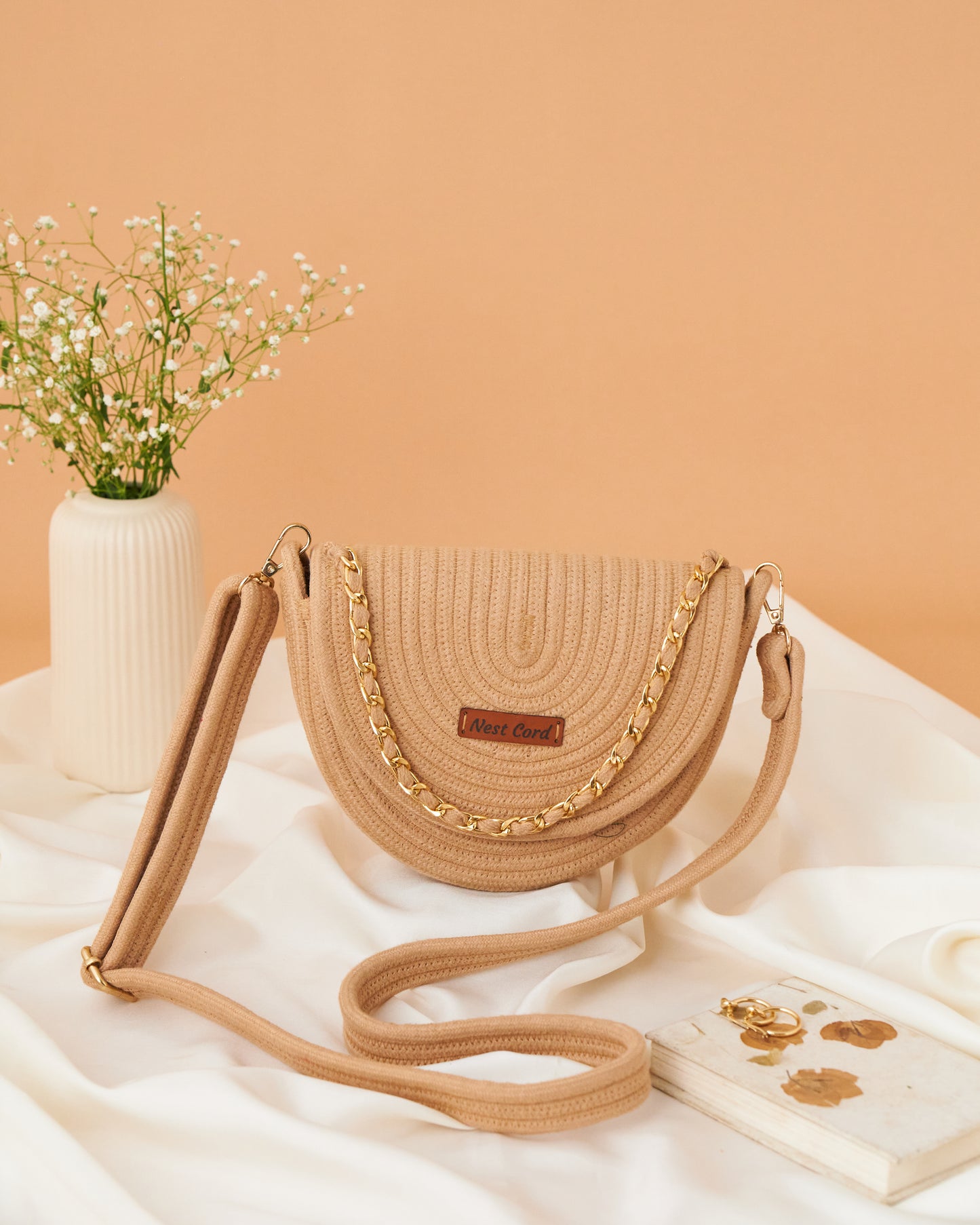 Half Moon Crossbody Sling - Beige