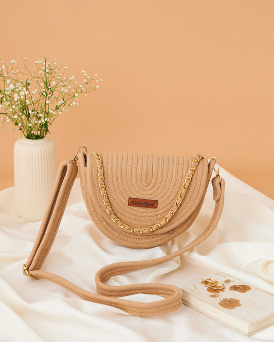 Half Moon Crossbody Sling - Beige