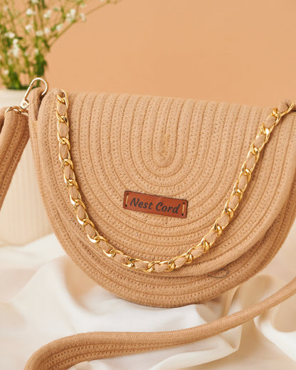 Half Moon Crossbody Sling - Beige