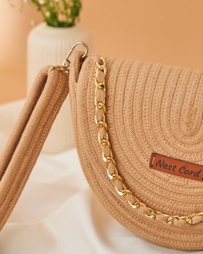 Half Moon Crossbody Sling - Beige