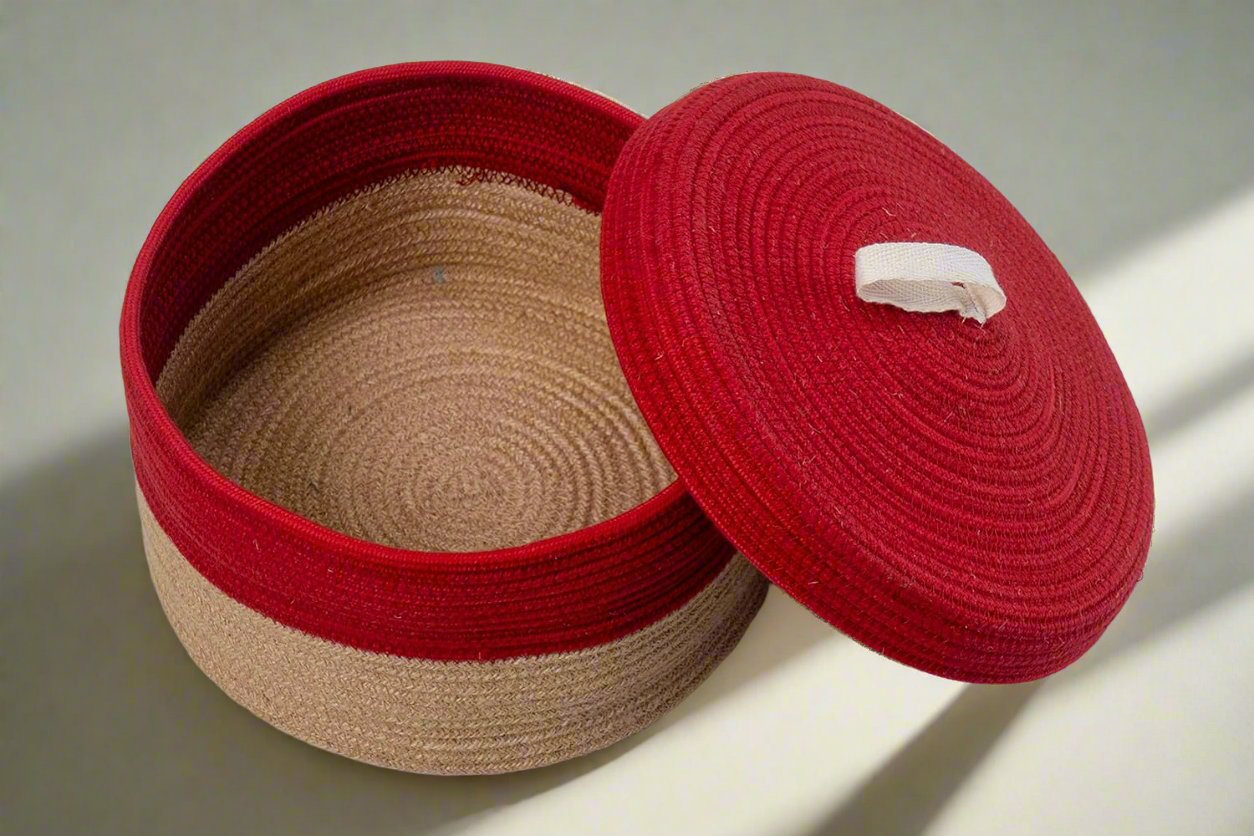 Red Jute Multi Storage Basket