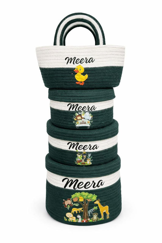 NestCord Kids Basket Combo (Set of 4) – Personalized (Olive Green)
