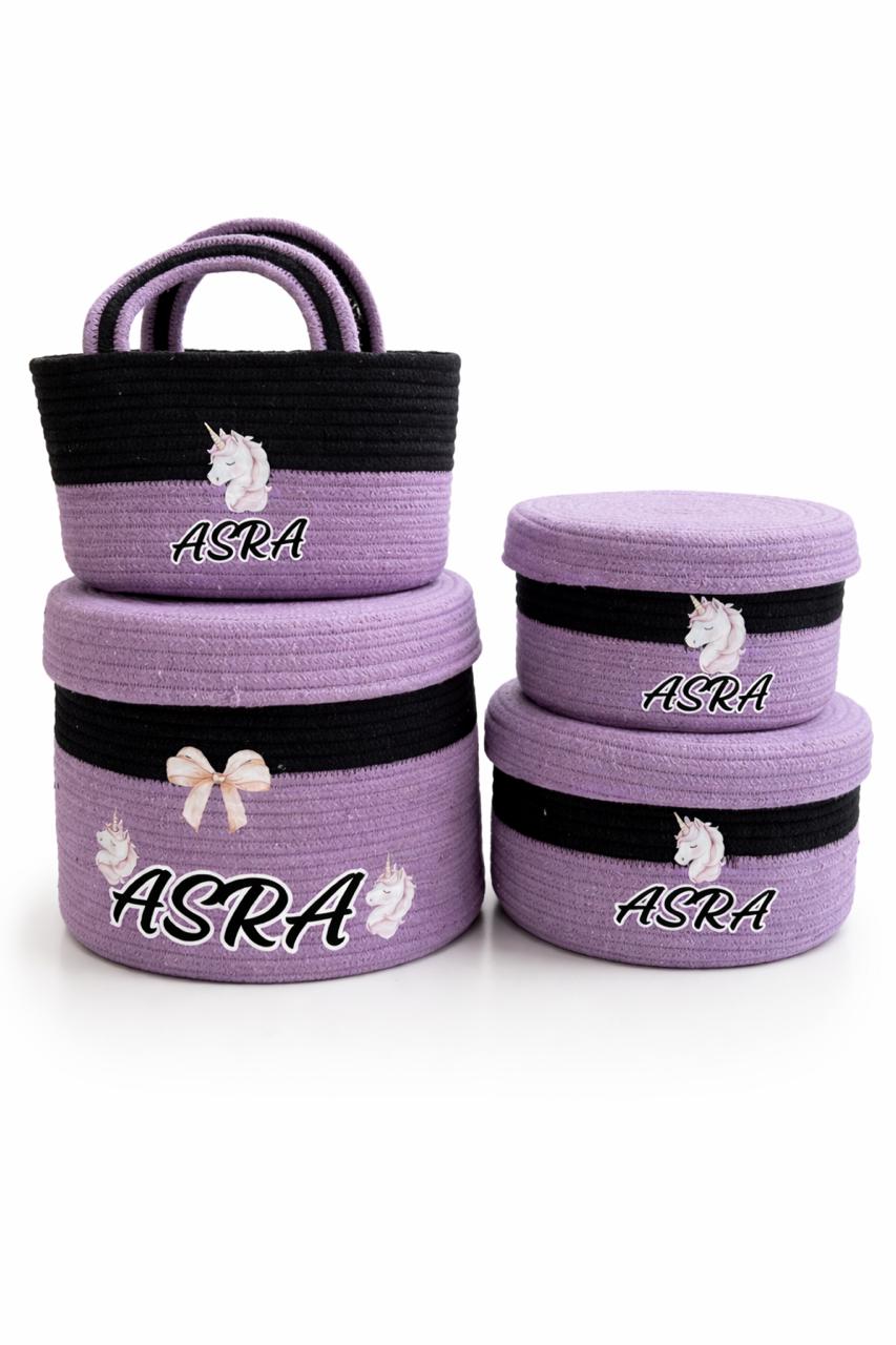 NestCord Kids Basket Combo (Set of 4) – Personalized (Lilac Black)