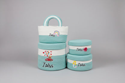 NestCord Kids Basket Combo (Set of 4) – Personalized (Mint Green)