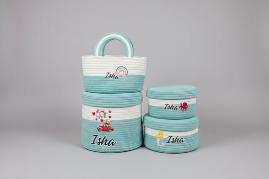 NestCord Kids Basket Combo (Set of 4) – Personalized (Mint Green)