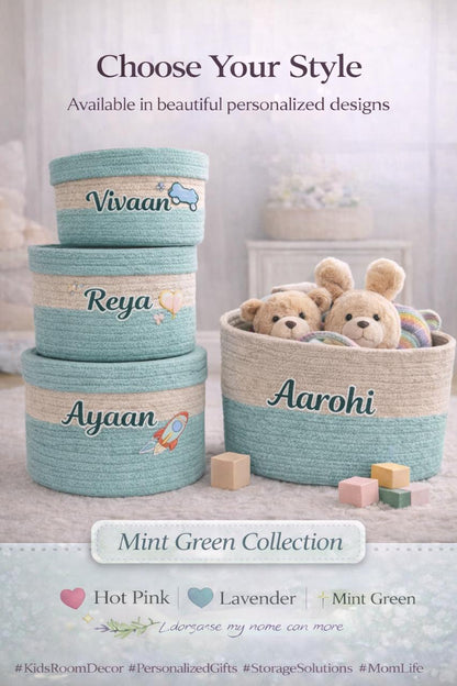 NestCord Kids Basket Combo (Set of 4) – Personalized (Mint Green)