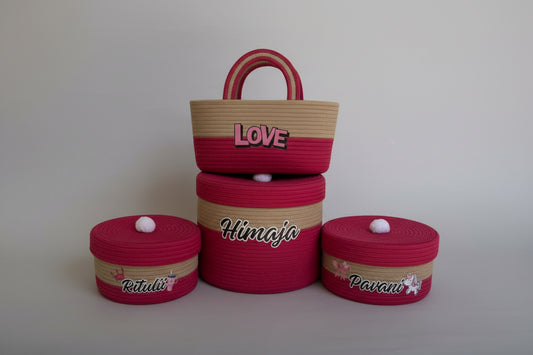 NestCord Kids Basket Combo (Set of 4) – Personalized (HotPink)
