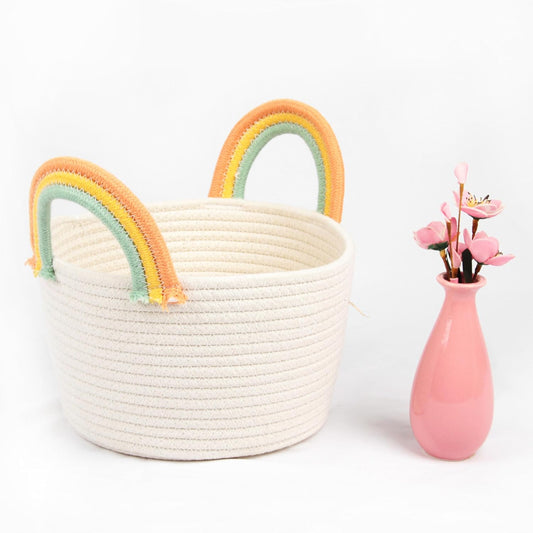 Baby Cotton Jute Basket Handwoven